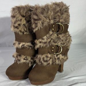 Naughty Monkey Brown Faux Fur Ankle Boots
